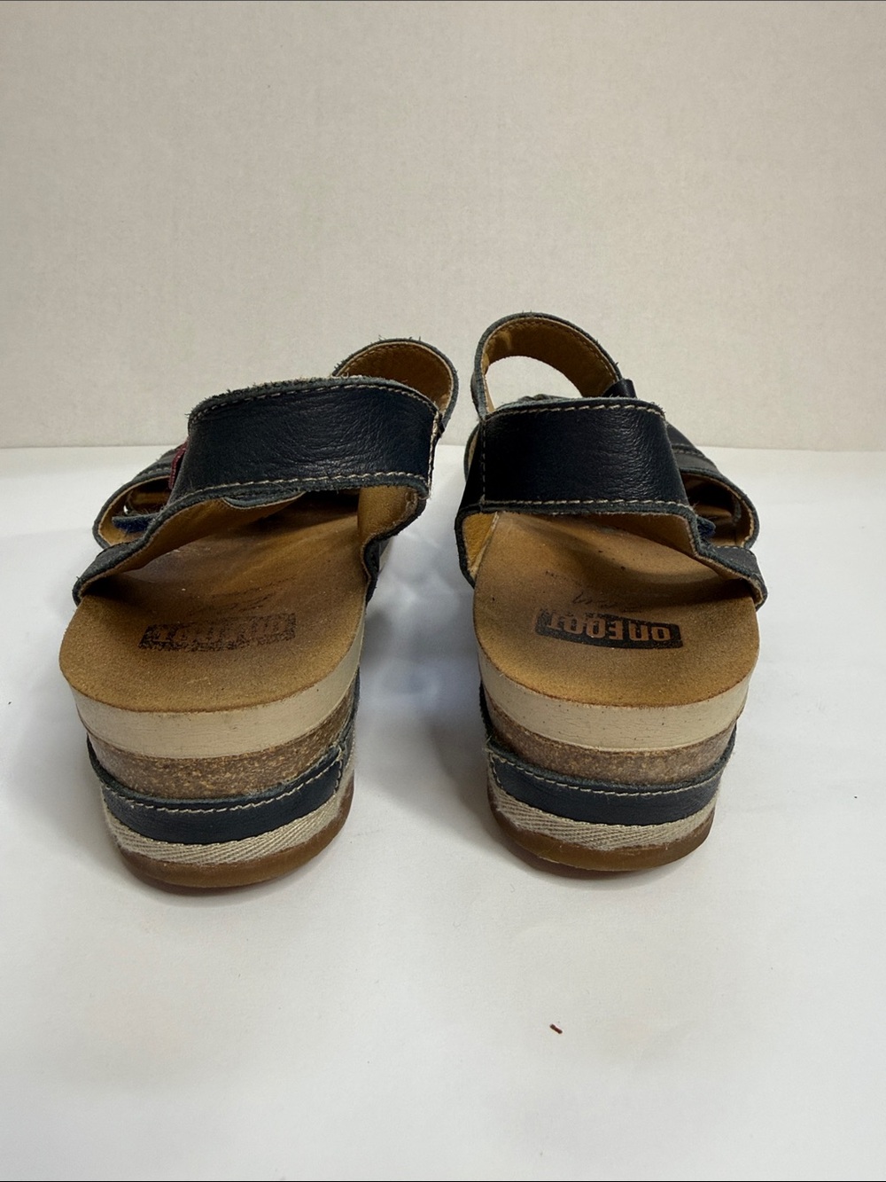 Onfoot Fisherman T Strap Sandals Leather Navy Blue size 9.5 - Picture 6 of 16